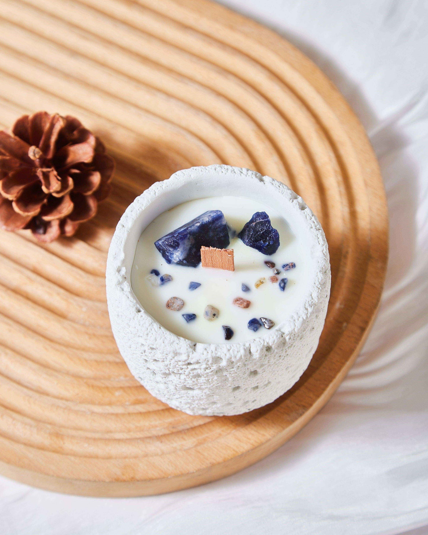 Blue Vein Stone Candle Meteor-Shaped Cup - Cherish And Love