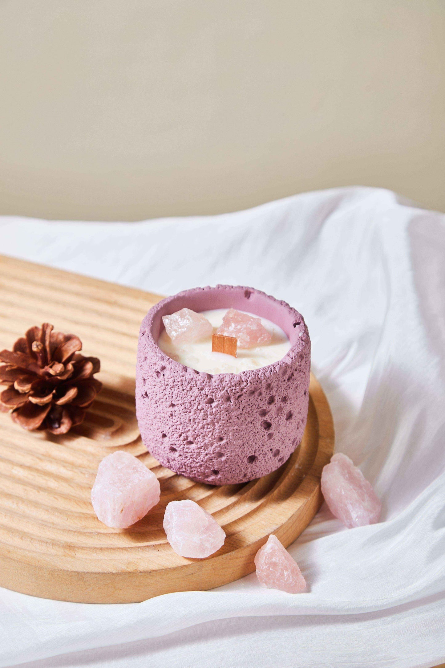 Rose Quartz Candle Meteor-Shaped Cup - Cherish And Love