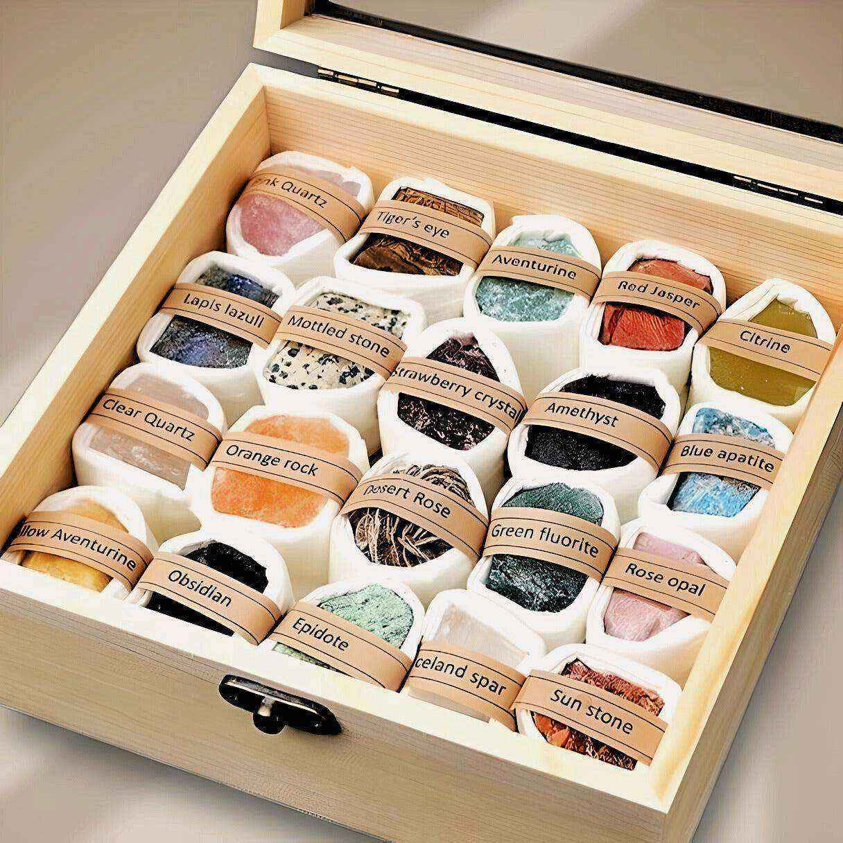 20 Hand-Selected Crystal Set Luxe Wooden Box - Cherish And Love