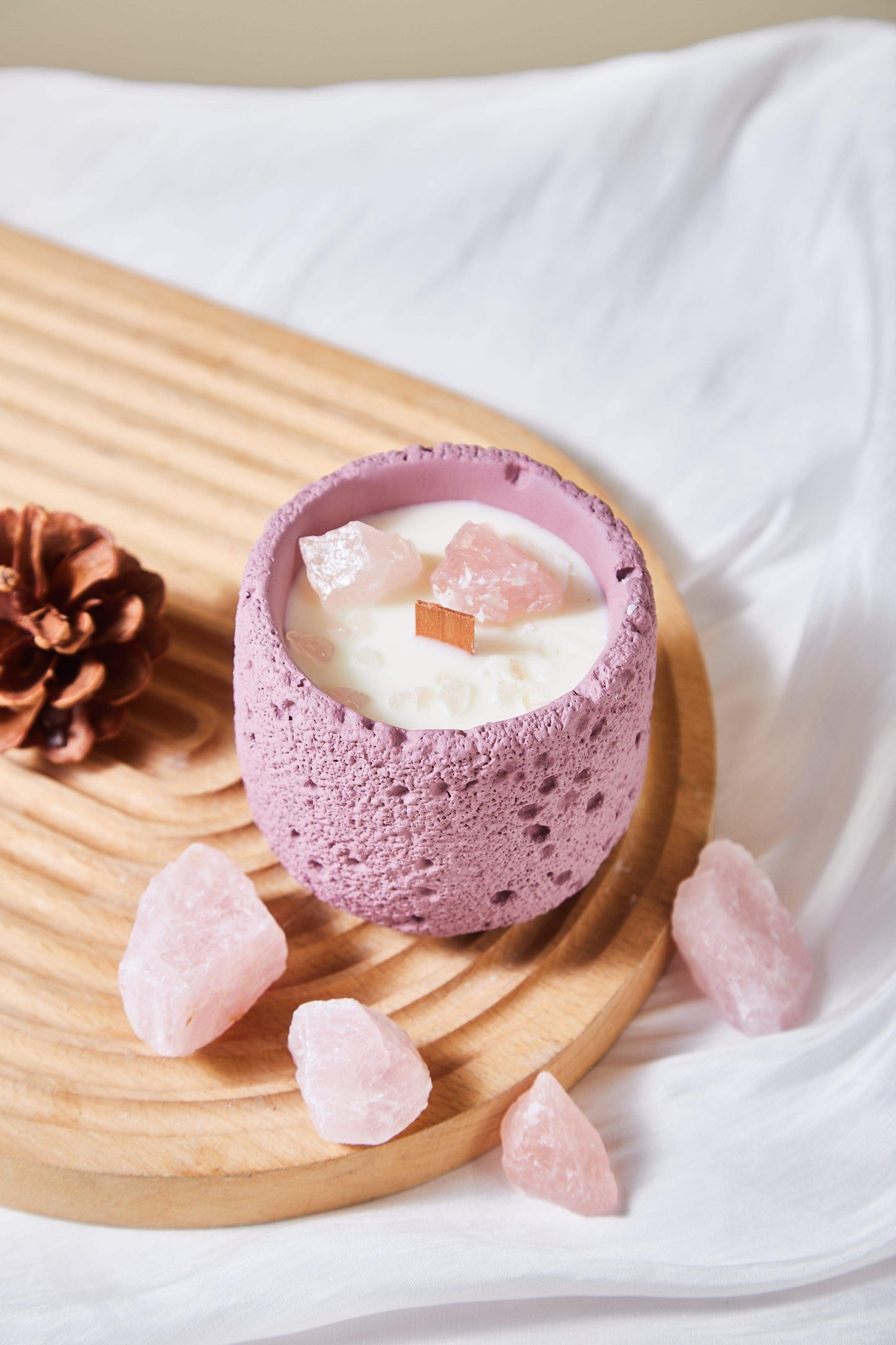 Rose Quartz Candle Meteor-Shaped Cup - Cherish And Love